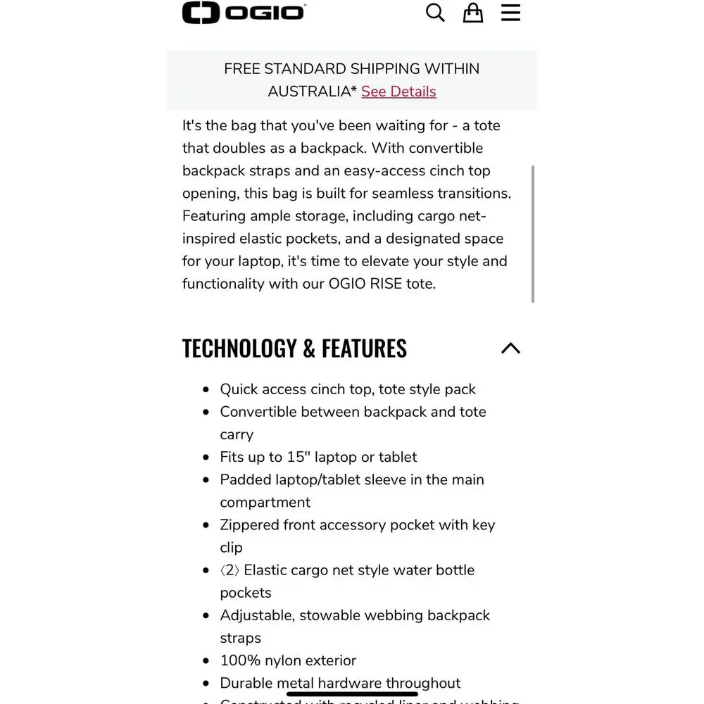 OGIO Cream Drawstring Duffel Backpack - Picture 12 of 13
